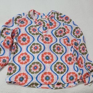 Boden Womens Floral Blouse with Red, Green, and Blue